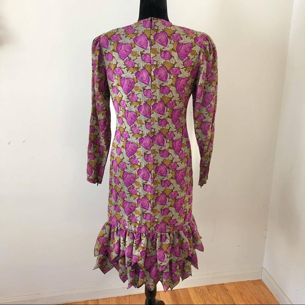 Richilene Dress Midi Puff Sleeves Vintage - Picture 6 of 8